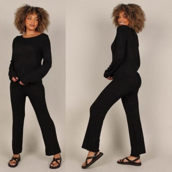 SNDYS NEW Majid Loungewear Black Two Piece Matching Set Sweater Trousers Size M - Picture 1 of 14